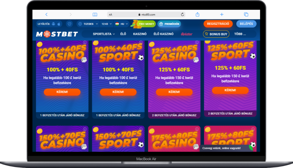Mostbet bónusz képernyőkép