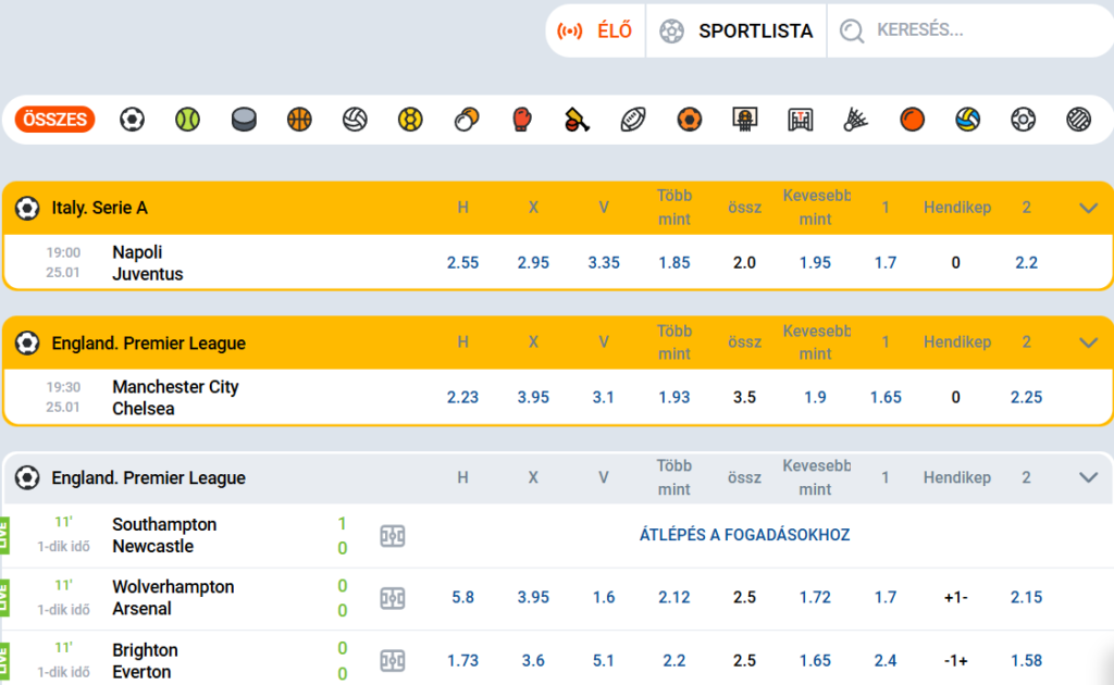 Mostbet élő fogadási kép
